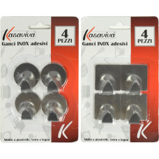 SET 4 GANCI ADESIVI ACCIAIO CM.4 ASS. (48pz)